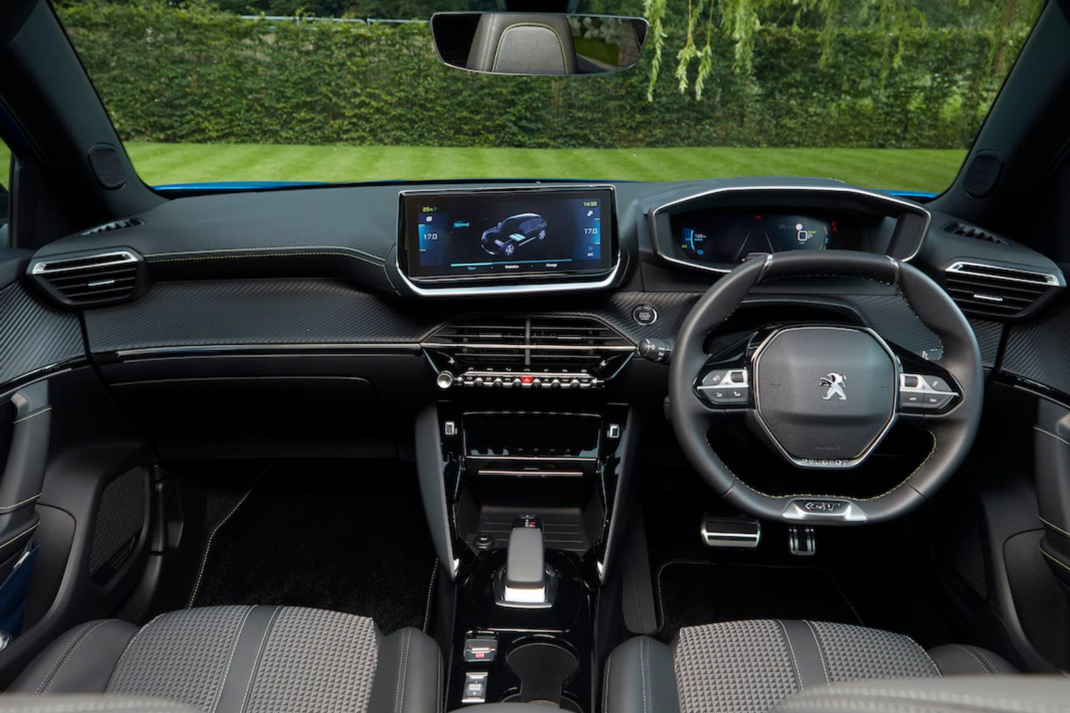 Peugeot E2008 electric car interior dashboard and display